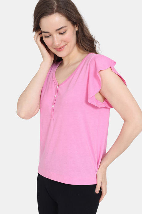 Zivame Summer Thyme Knit Cotton Top - Begonia pink — image 2